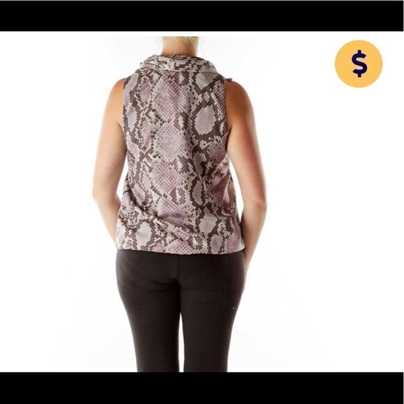 Purple White Halter Cowl-Neck Blouse XL - Picture 2 of 6